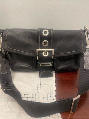 Prada Black Leather Shoulder Bag with Silver Hardware